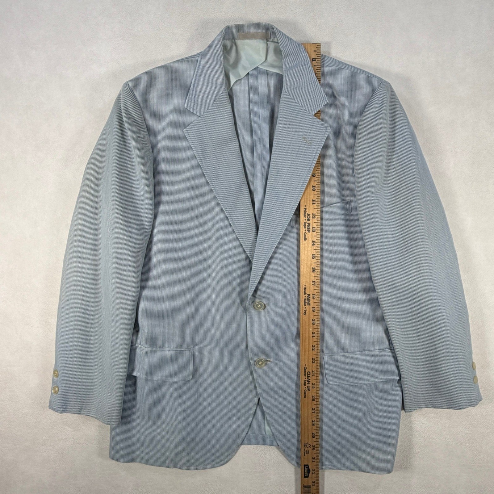 Vintage Haspel Seersucker Blazer 42R Mens Blue White Pinstripe Coat Suit Jacket