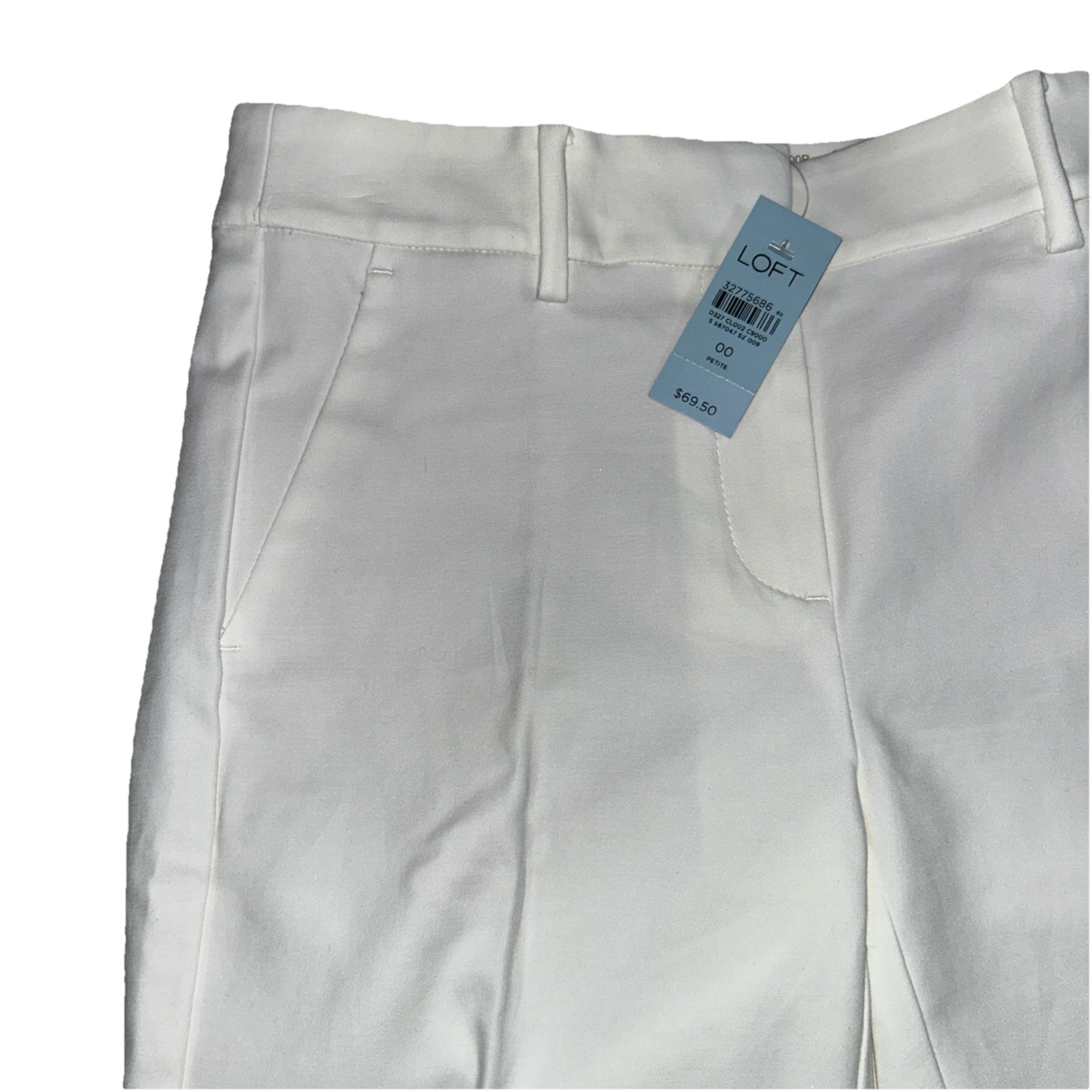 NWT Loft The Riviera Slim Copped Women’s Size 00P White Pants Stretch $69.50