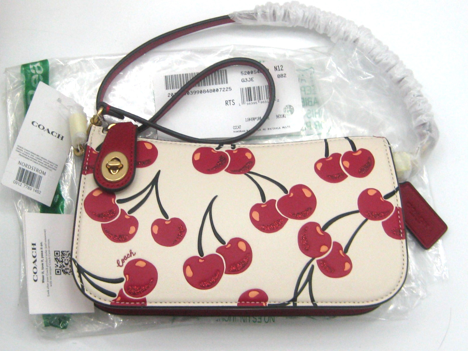 Coach Penn Cherry Print Leather Shoulder Bag in Chalk Multi CCC47 NWT $250
