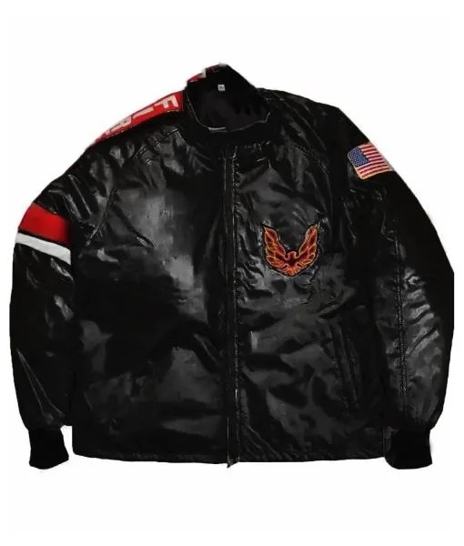 Hooper Firebird Satin Jacket Burt Reynolds Silver Trans Am Costume Dragon Patch