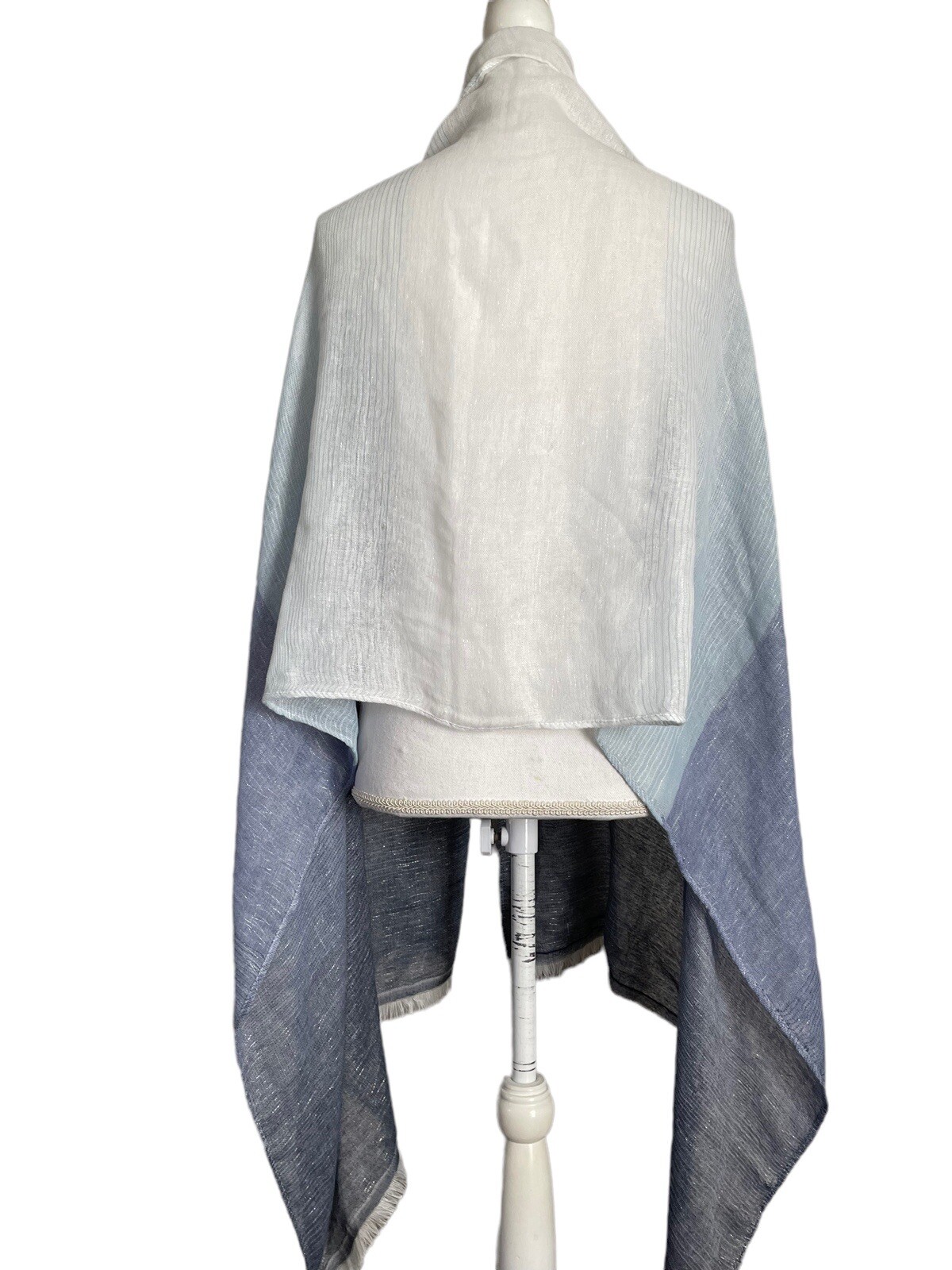 Cejon Womens Shades of Blue Oversized Scarf Wrap Shawl Ombre Fringe NWT #MQ2