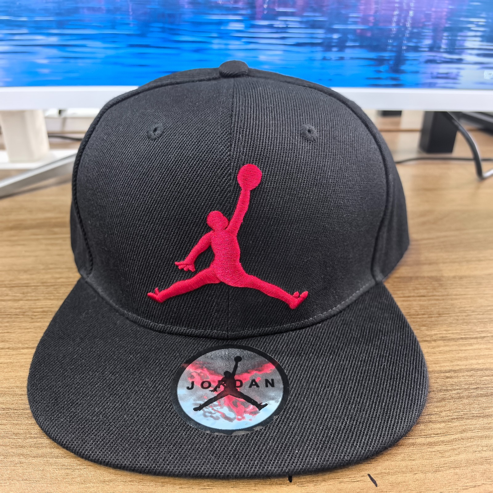 Jordan Classic Sports Unisex Embroidered Black Flat Brim Baseball Cap