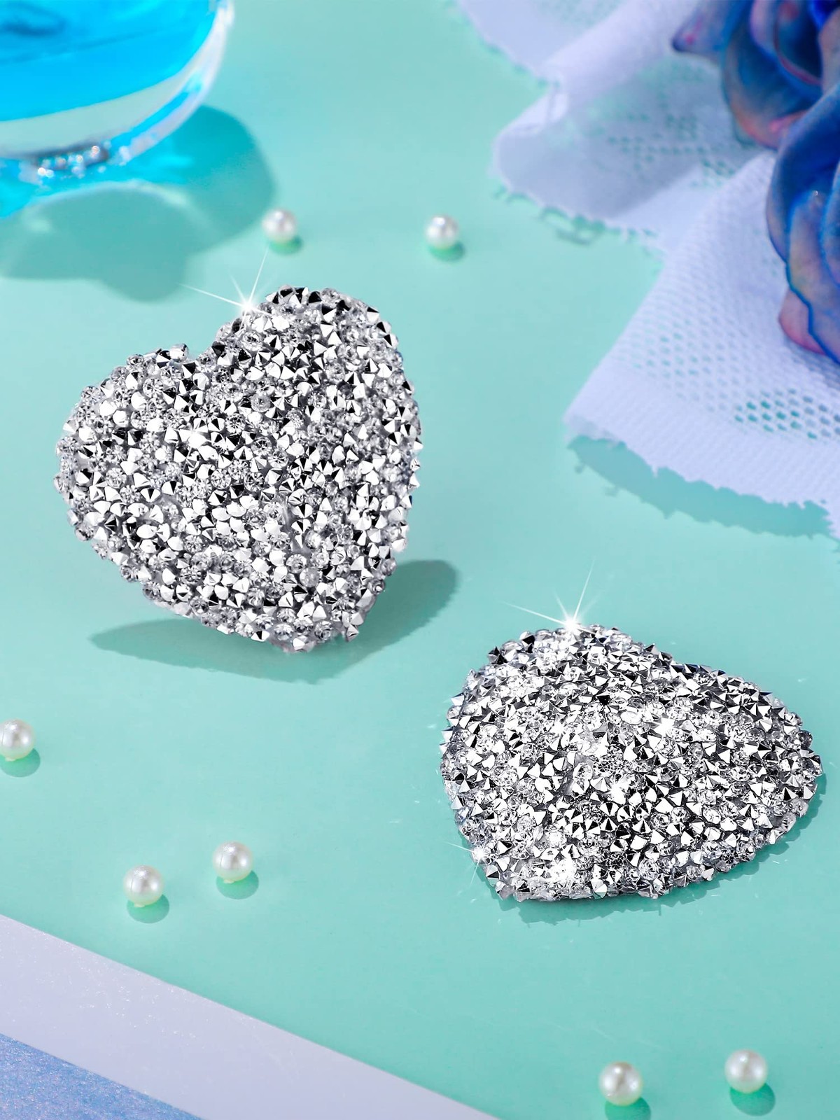 Hercicy Rhinestone Pasties Breast Covers Adhesive Pasties Glitter Brea