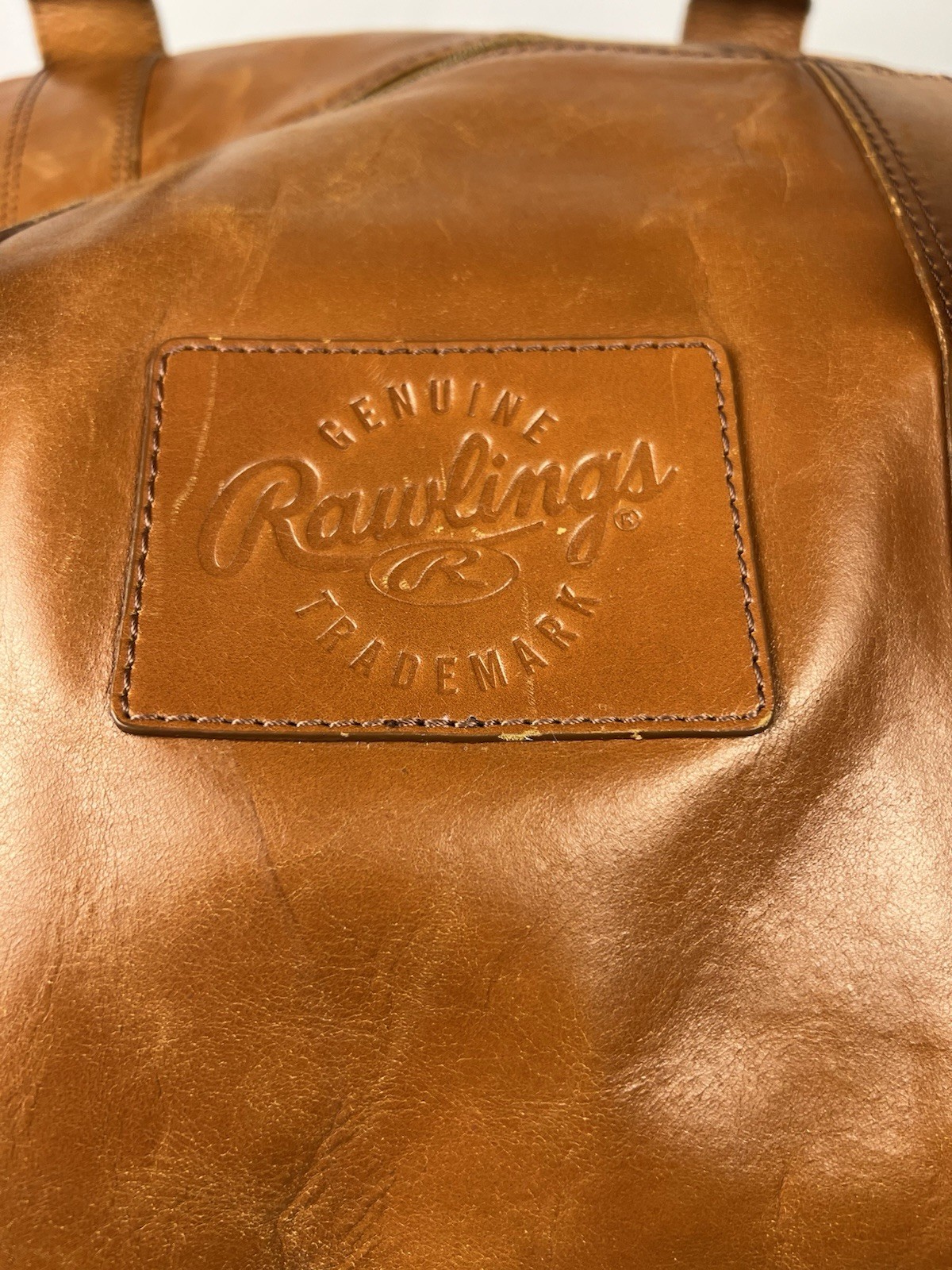 Rawlings Genuine Brown Leather Duffle Bag Shoulder Strap Inner Pockets READ