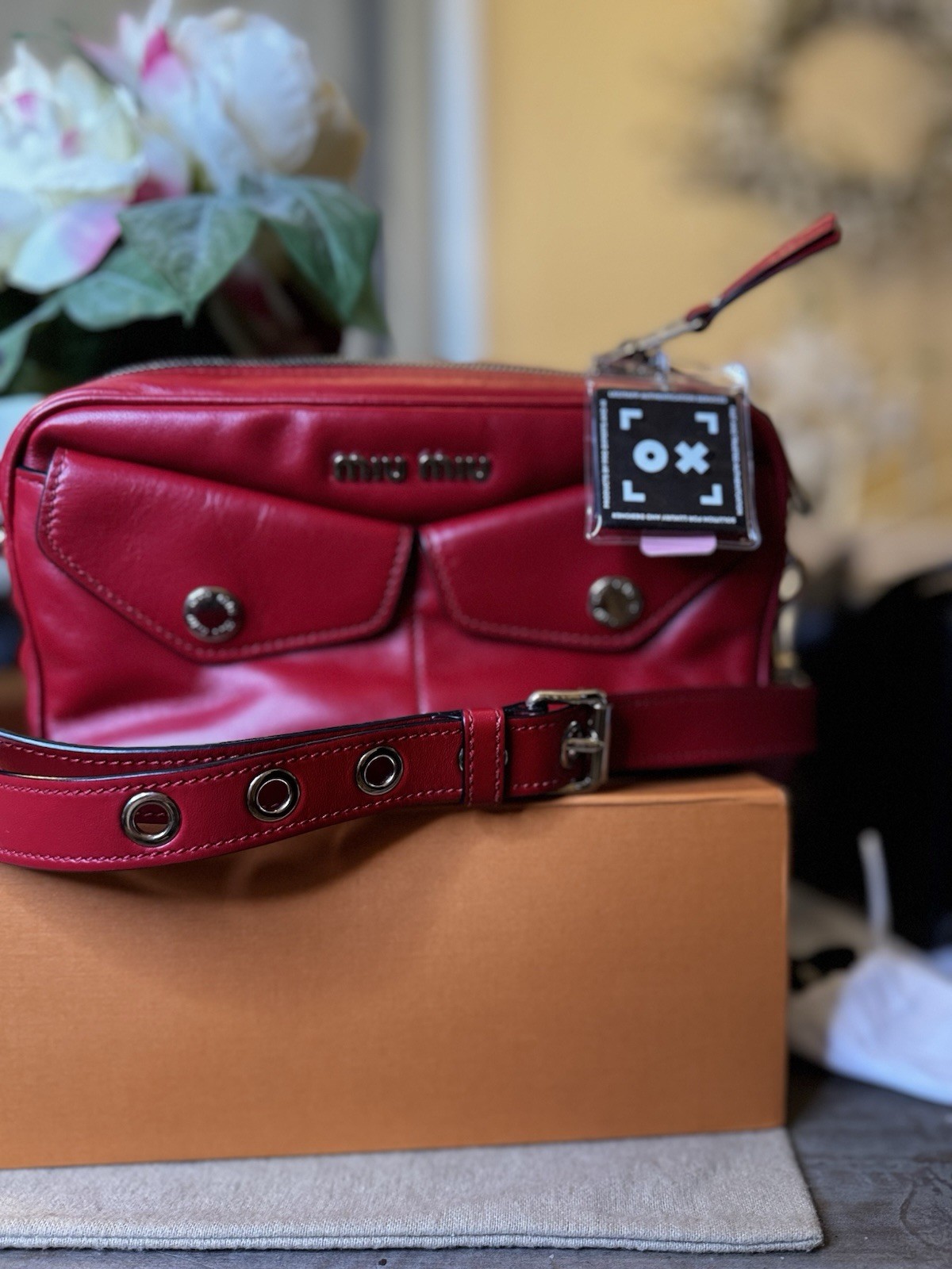 Miu Miu Lambskin Shoulder Bag Red