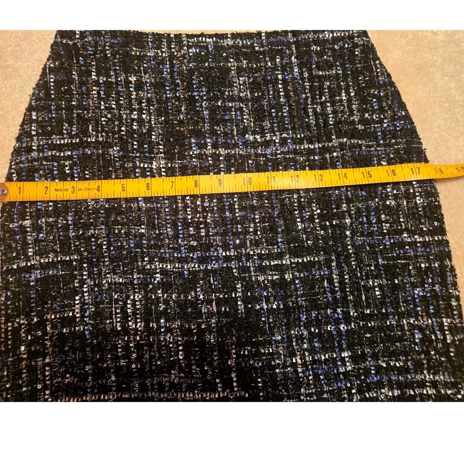 Boston Proper Tweed Skirt Women’s 2 Multi Colored (Black, Blue, And White)