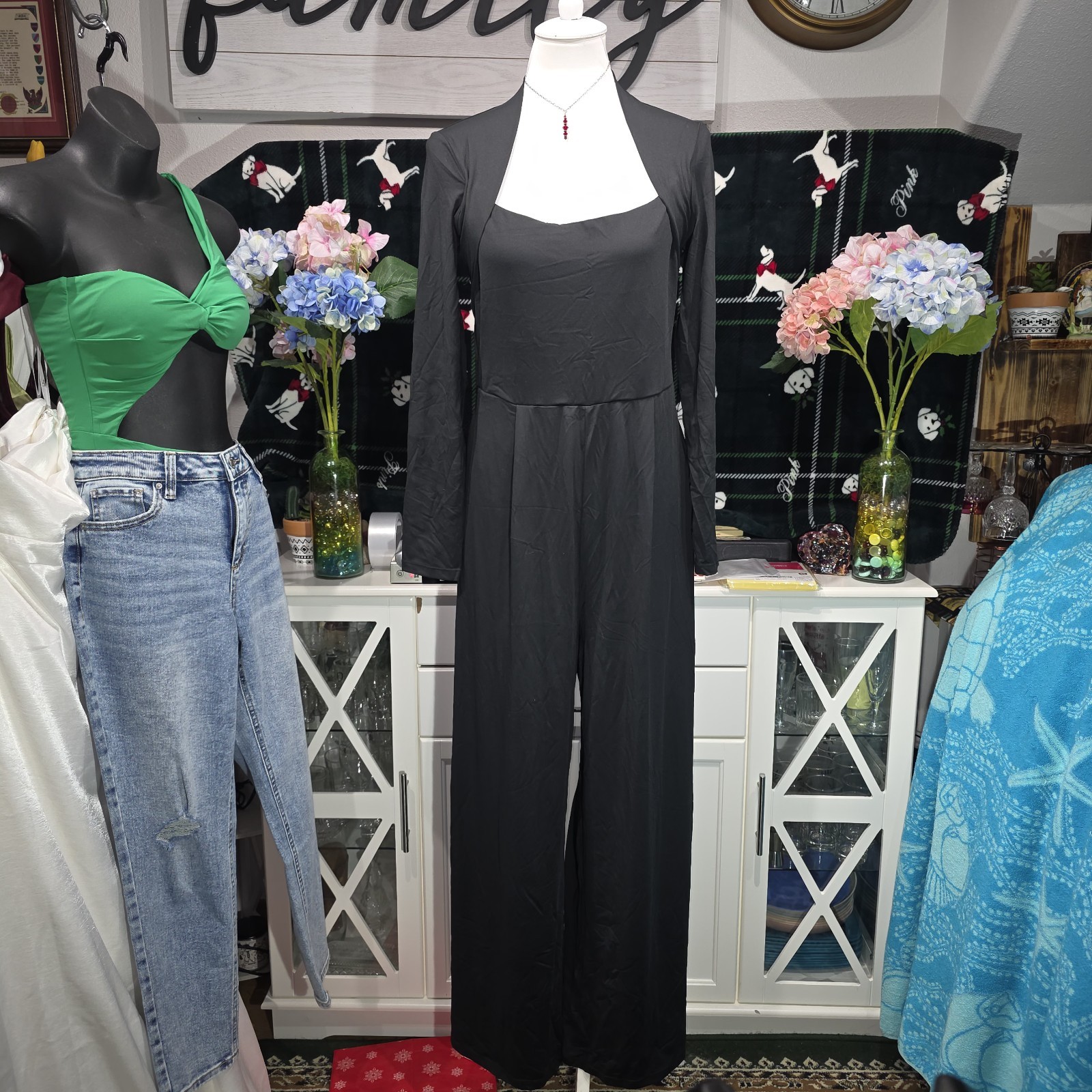 NWT Halara Bolero-Style Square Neck Wide Leg Jumpsuit Size- Large