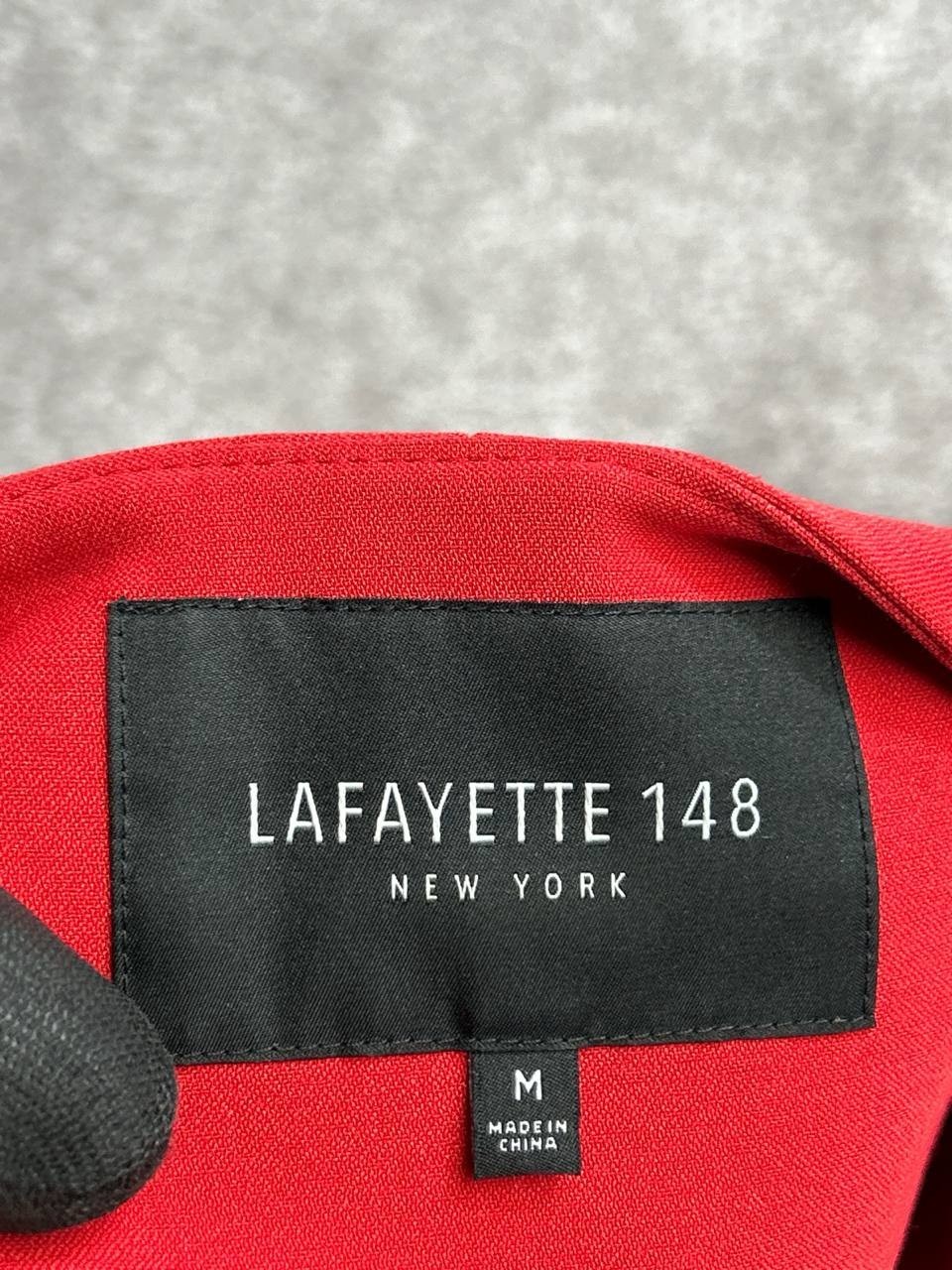 Lafayette 148 New York Tara Seamed Scuba Jacket Womens Medium Red Open Front