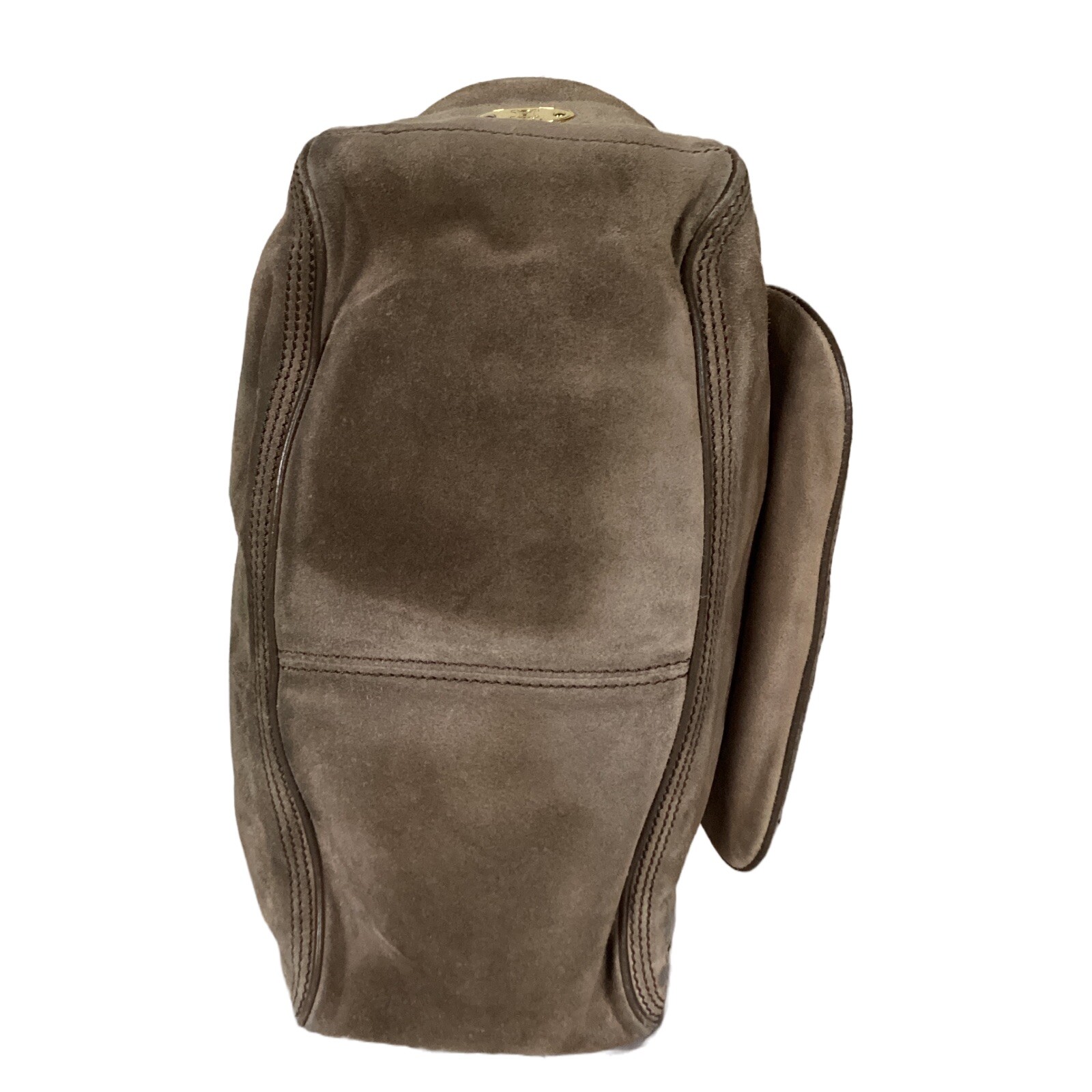 DARK ESPRESSO BROWN LEATHER CELINE “BOOGIE” CONTRAST STITCH SATCHEL BAG