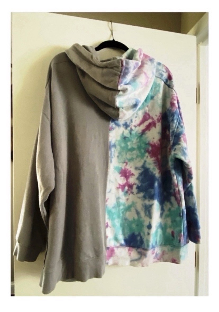 Free People Rare Two Tone Tie Dye Hooded Sweatshirt Size XL