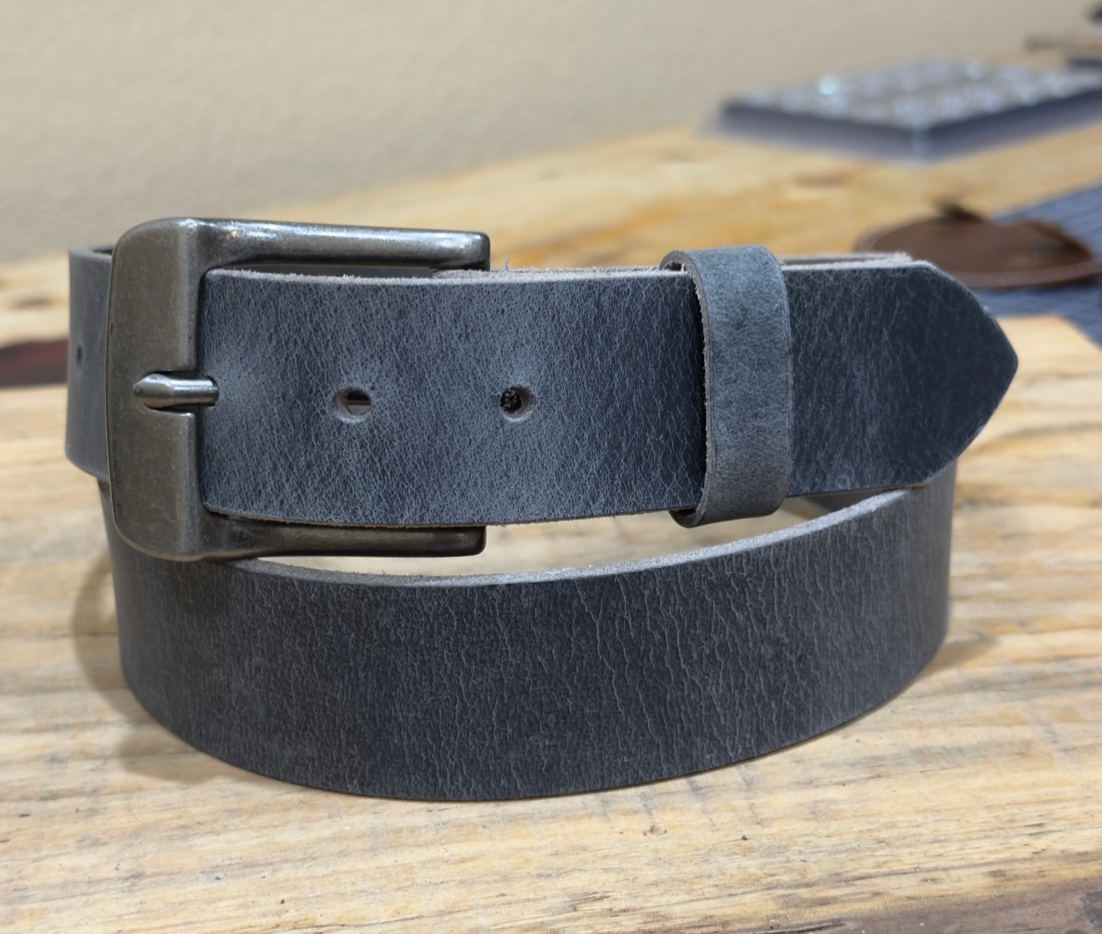 Full Grain Buffalo Leather Belt Men’s 1.5″ Wide Handmade USA Casual Rugged Belts