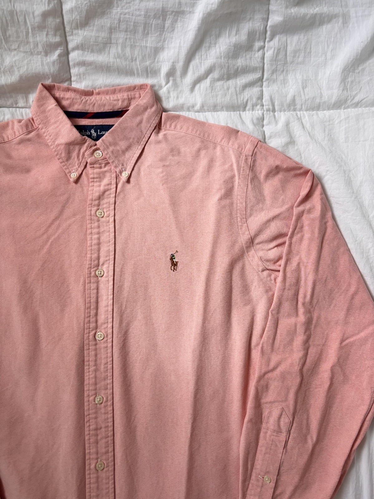 Ralph Lauren Mens Classic Fit Oxford Button Down Shirt Coral L