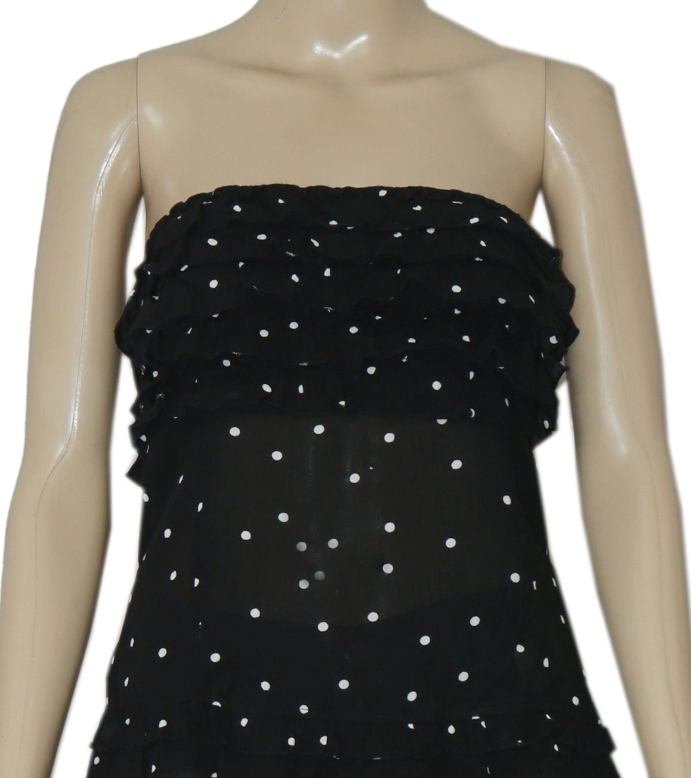 Free People FP One Ruffle Tube Top Black Polka Dot Printed Smocked Strapless XL