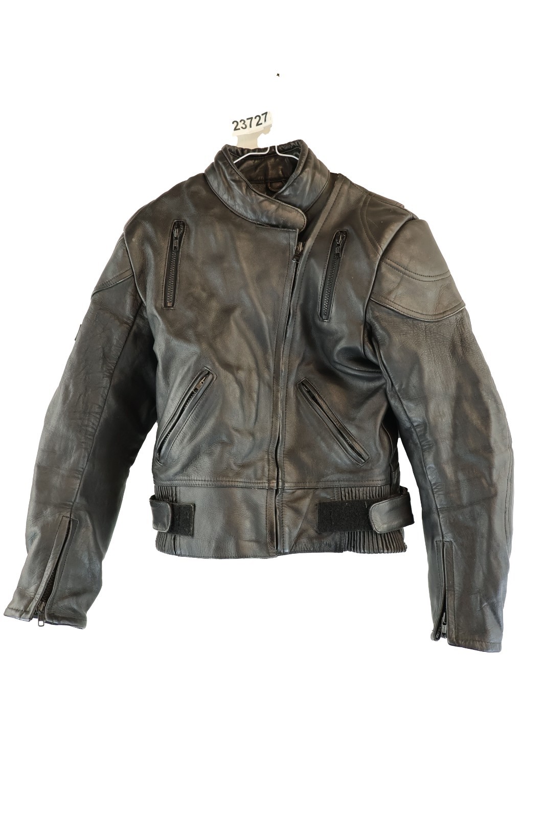 ASHMAN Black Leather Motorbike Jacket size Uk 12 Womens Riding Racing 023727