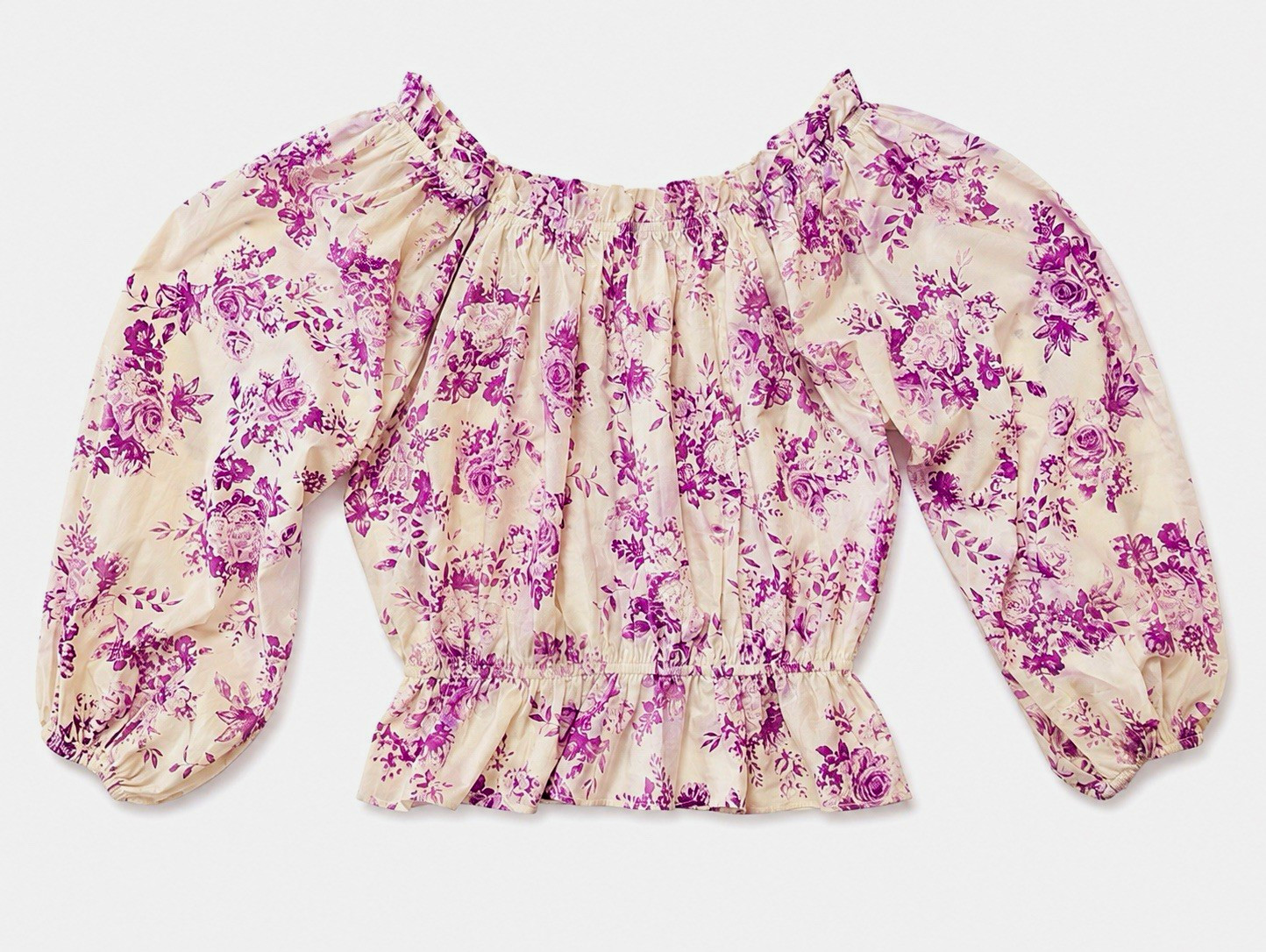 Flying Tomato Women’s Floral Off Shoulder Peasant Top Size L 100% Cotton