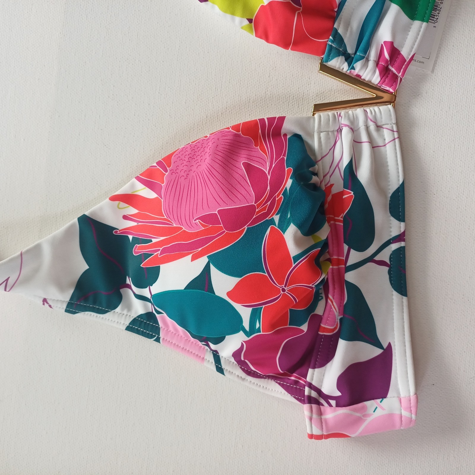 BNWT £34 Debenhams Floral Halter Bikini UK12 Top UK16 Full Brief Bottom Wireless