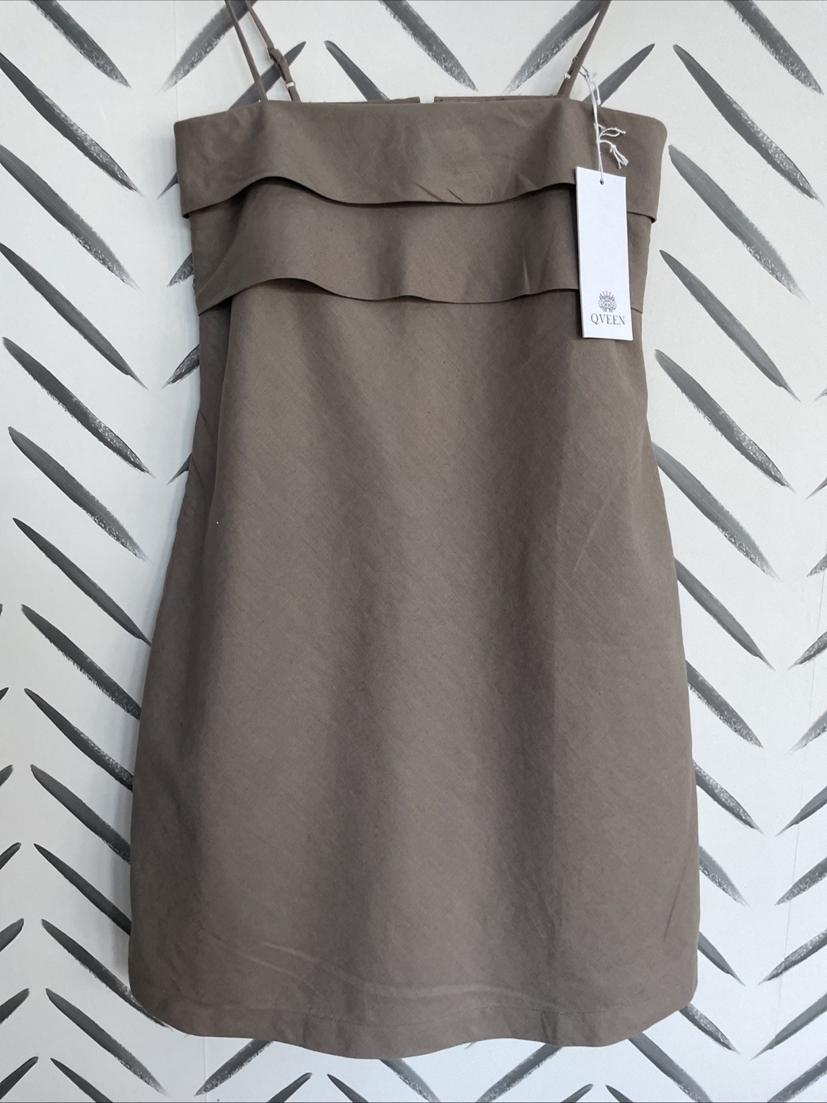 BNWT 100% Linen Strapless Midi Dress UK 8-10 Taupe Beige Summer Holiday Cruise
