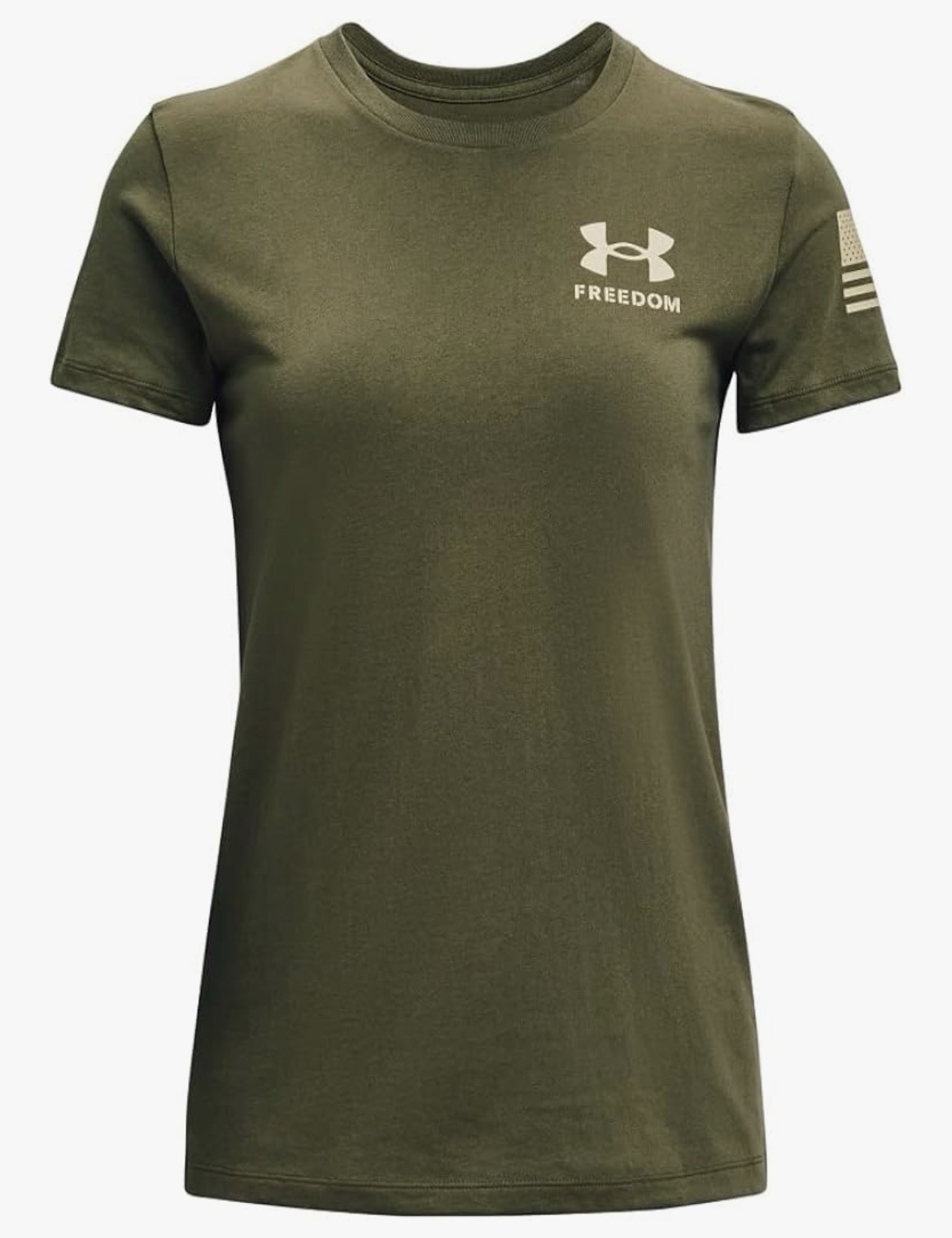 Under Armour Women’s Military Green Freedom Flag T-Shirt Size M 1370814 NWT