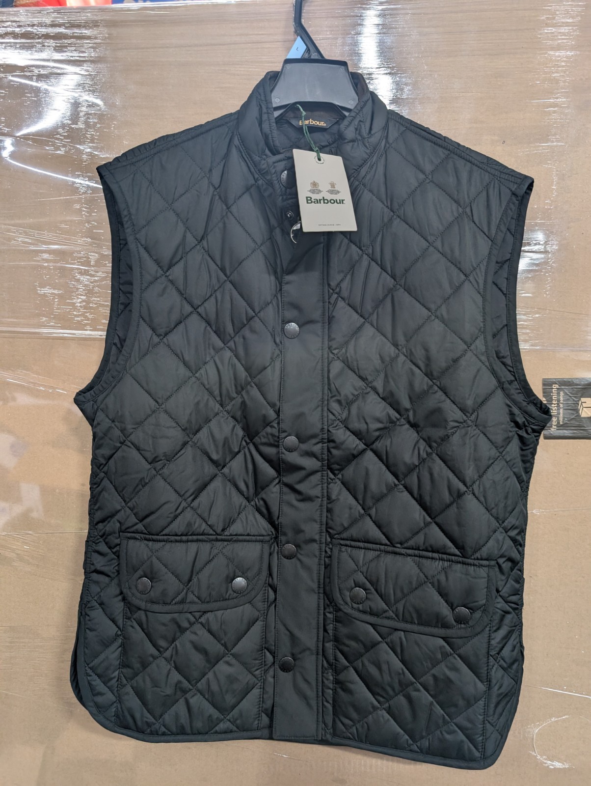 Barbour Men’s Black Lowerdale Quilted Gilet Full Zip Vest Sz Lg