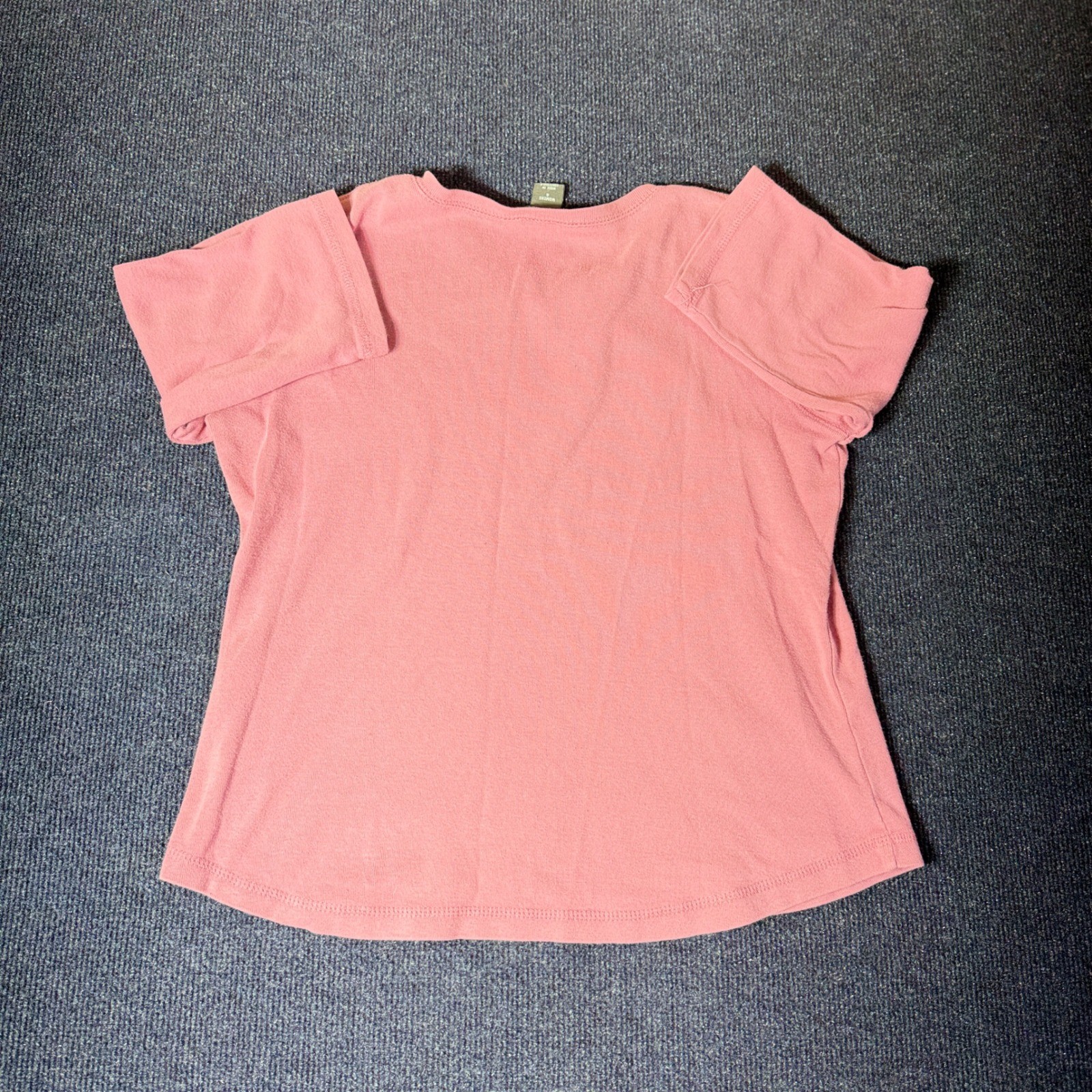 Woolrich Womens V-Neck 3/4 Sleeve Ribbed Knit Top Pink Size Small