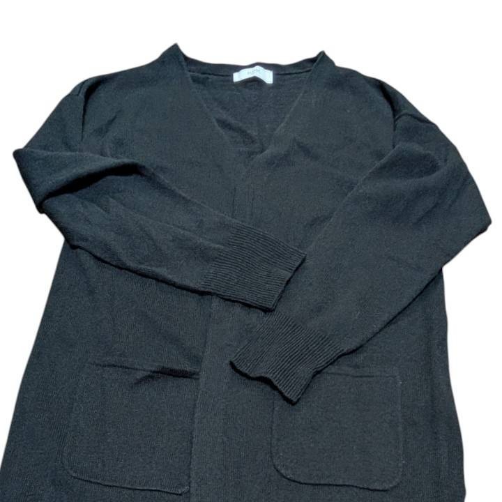 SLOBE IENA Long Knit Cardigan Black Acrylic Wool Pockets 91cm Japan Women