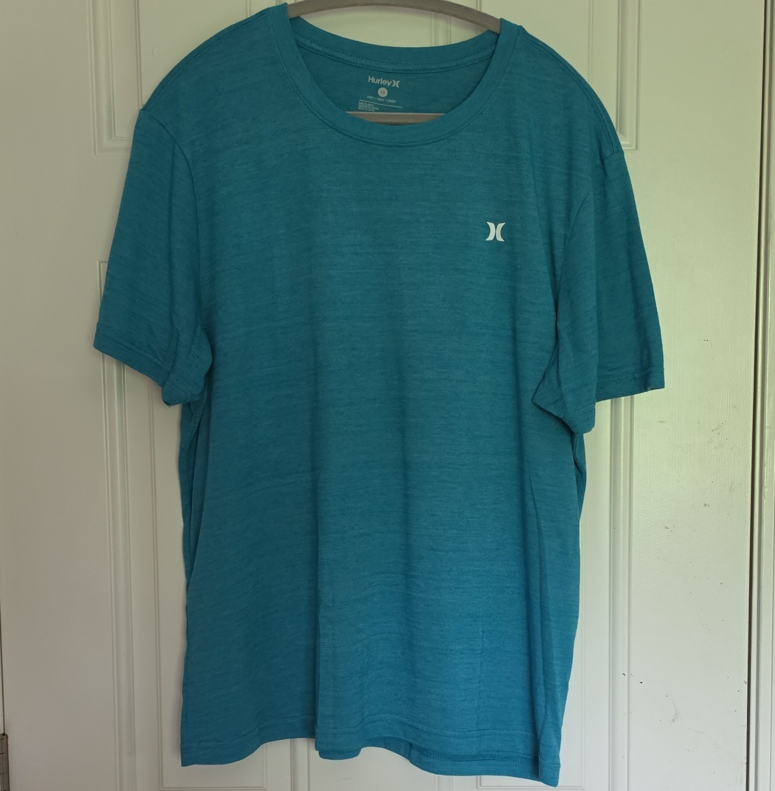 Hurley Blue Logo Solid Men’s L Regular Short Sleeve Crew Neck T-Shirt