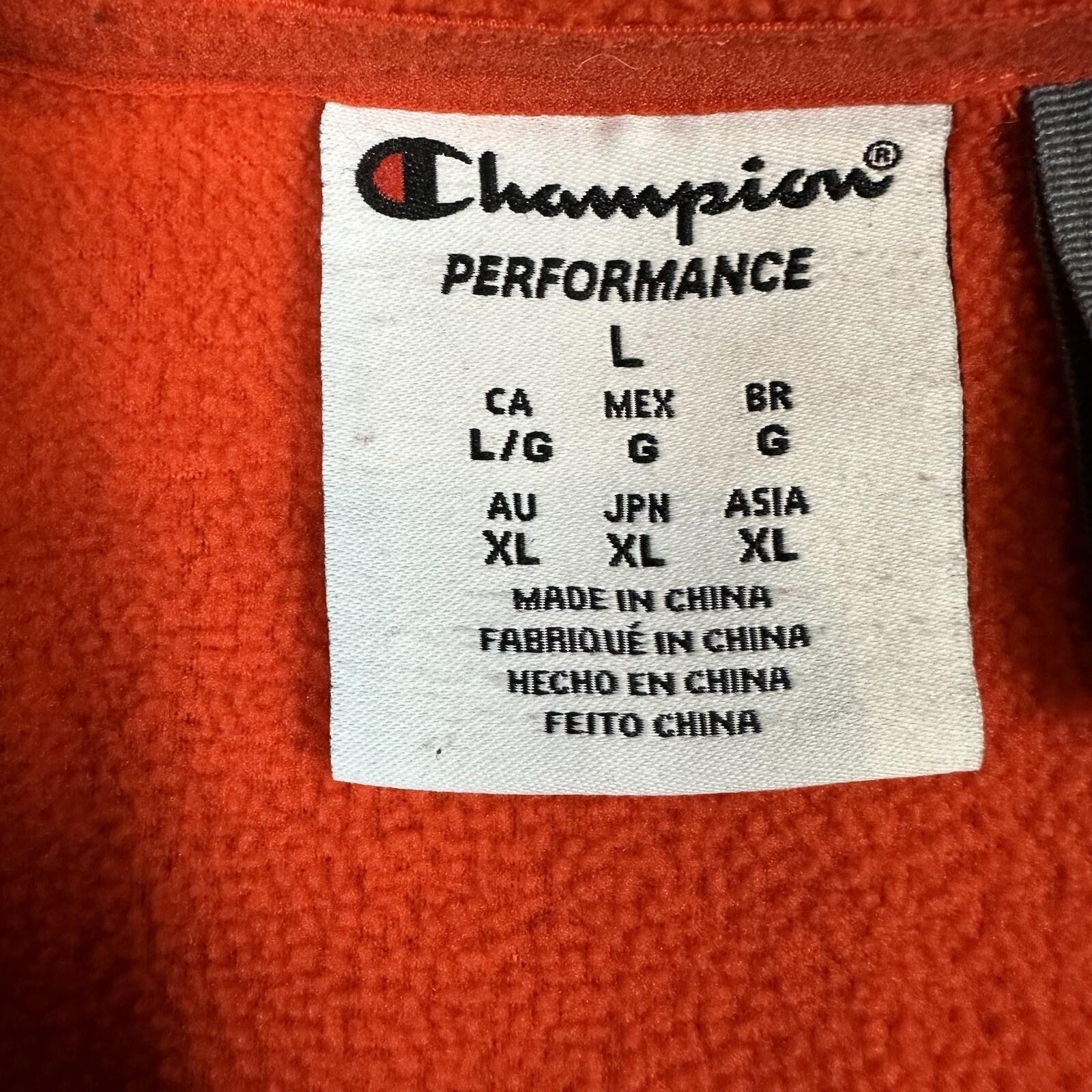Champion Performance Jacket Mens Large Orange Gray Microfleece Full Zip Pockets