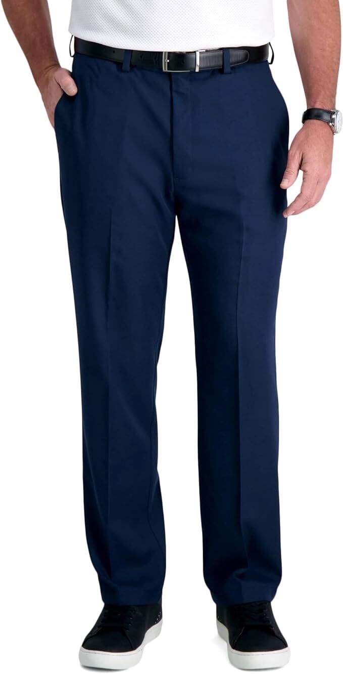 Haggar Cool 18 PRO Classic Fit Flat Front Navy Pants 4 Way Stretch Men’s sizes