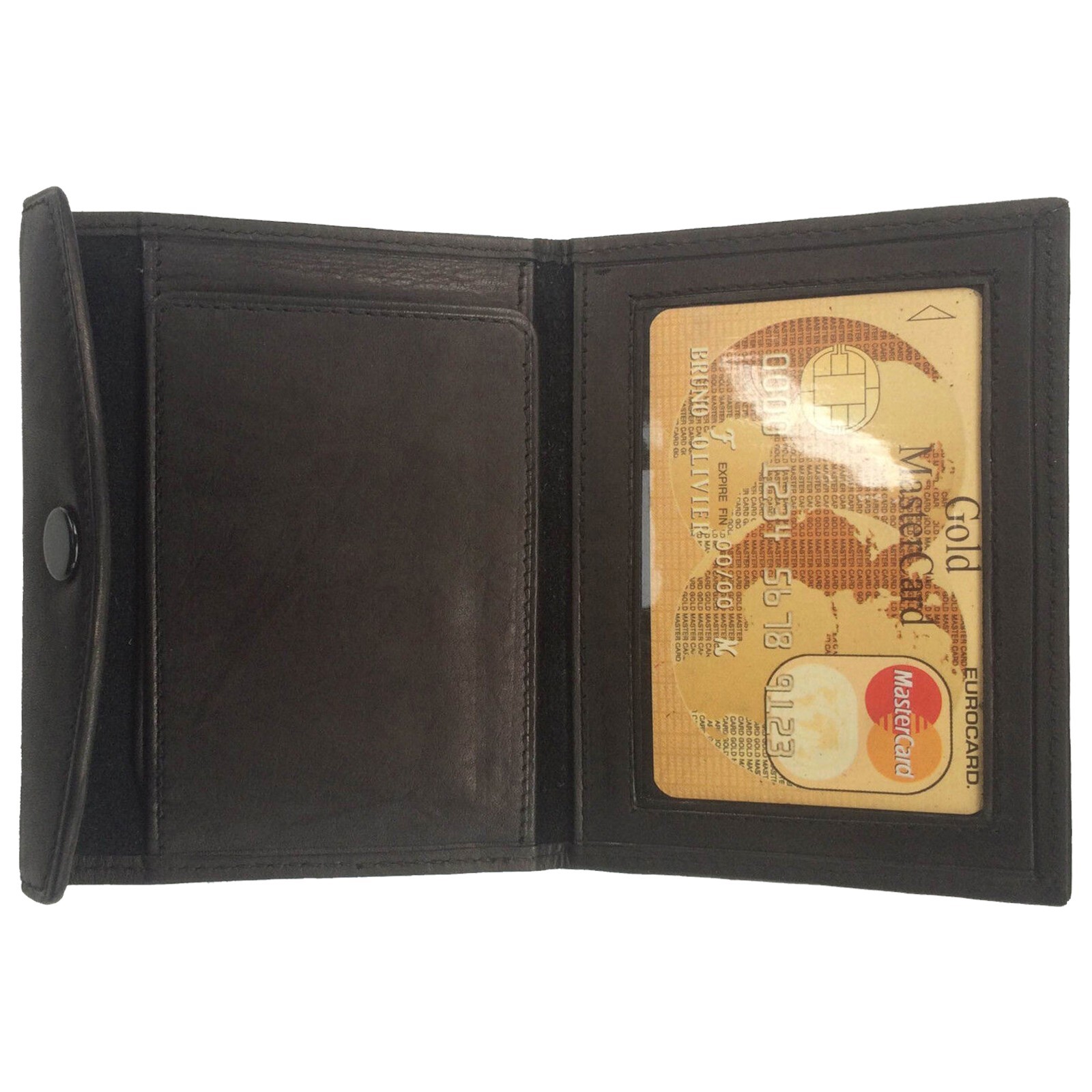 ID Badge Black Bifold Stylish Wallet,Concealed Carry Weapon IDCase for Men Women