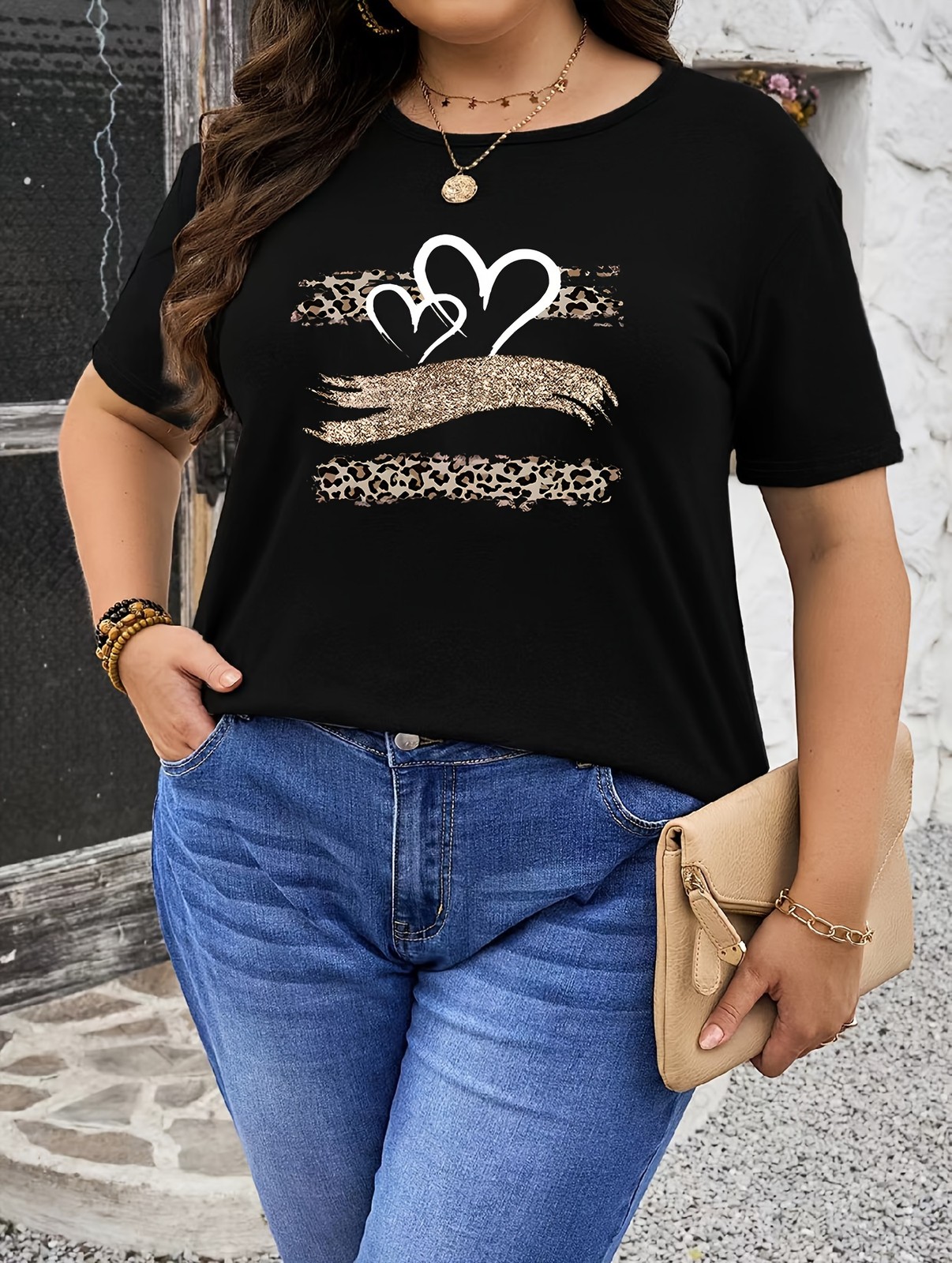 Leopard Heart Gold Shimmer Tee – Wild Romance Graphic Tee