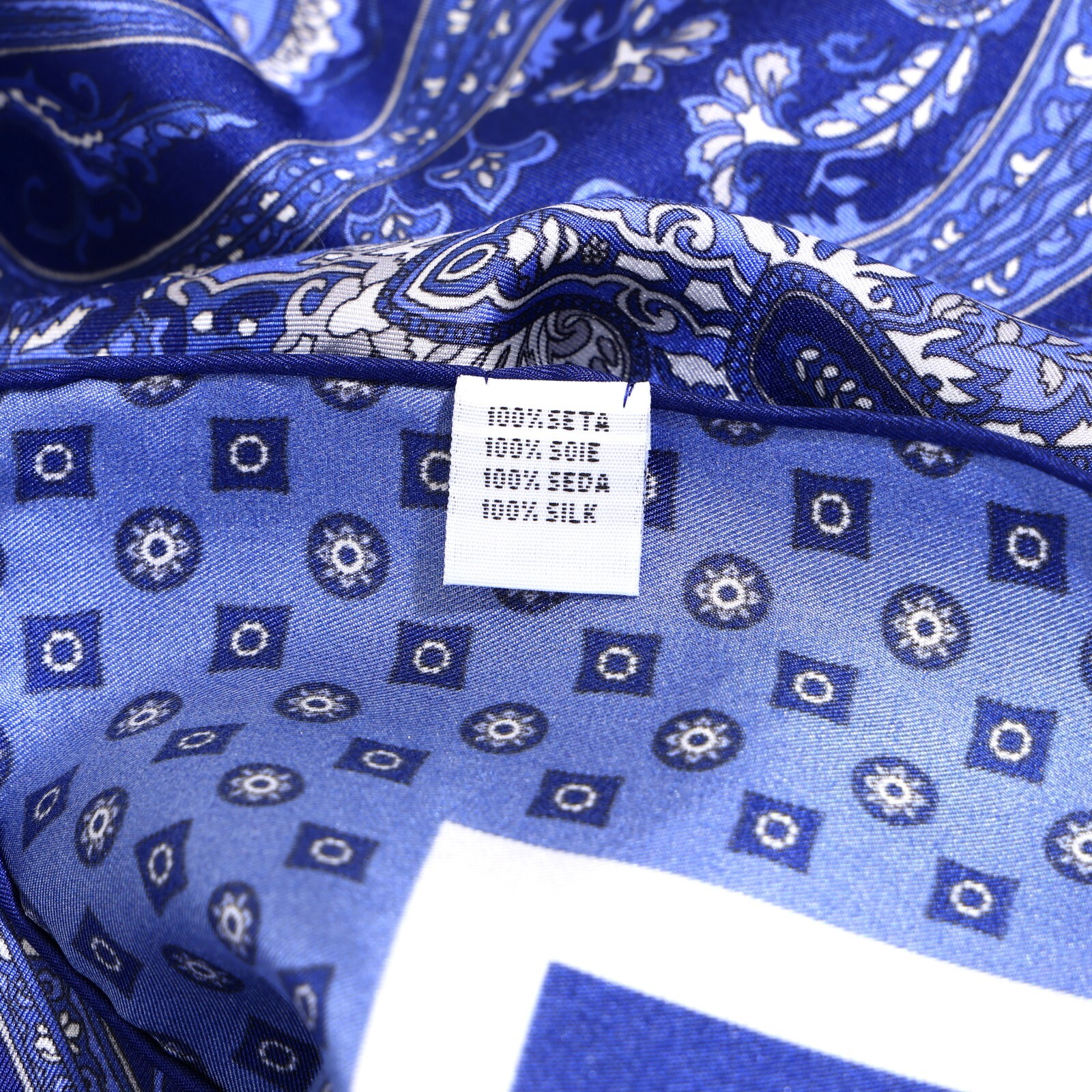Men’s 100%Silk Handkerchief Navy Blue Floral Paisley Pocket Square 21″ 53cm