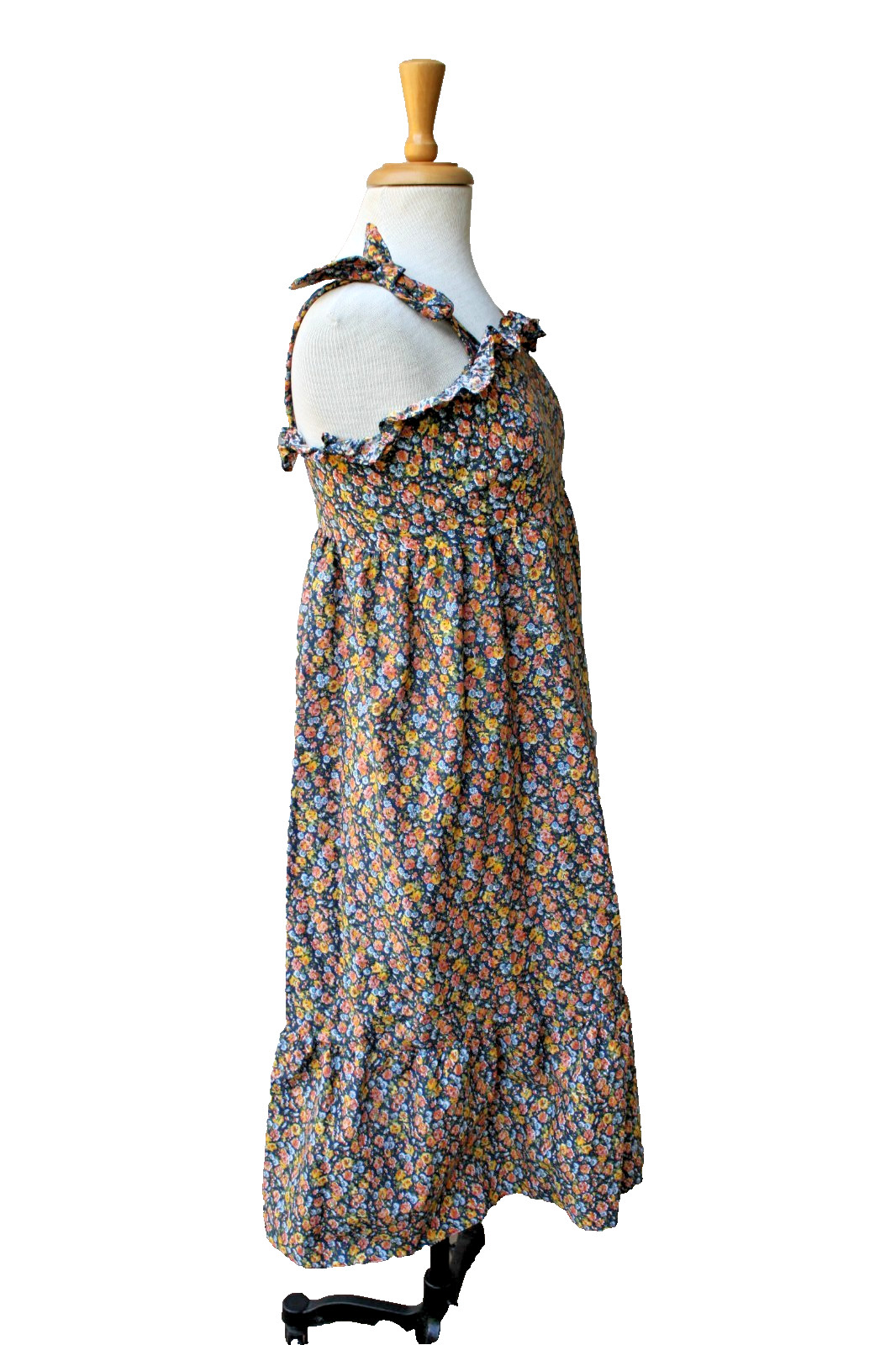 Vintage VTG 70s boho dress cottagecore floral print prairie midi sundress
