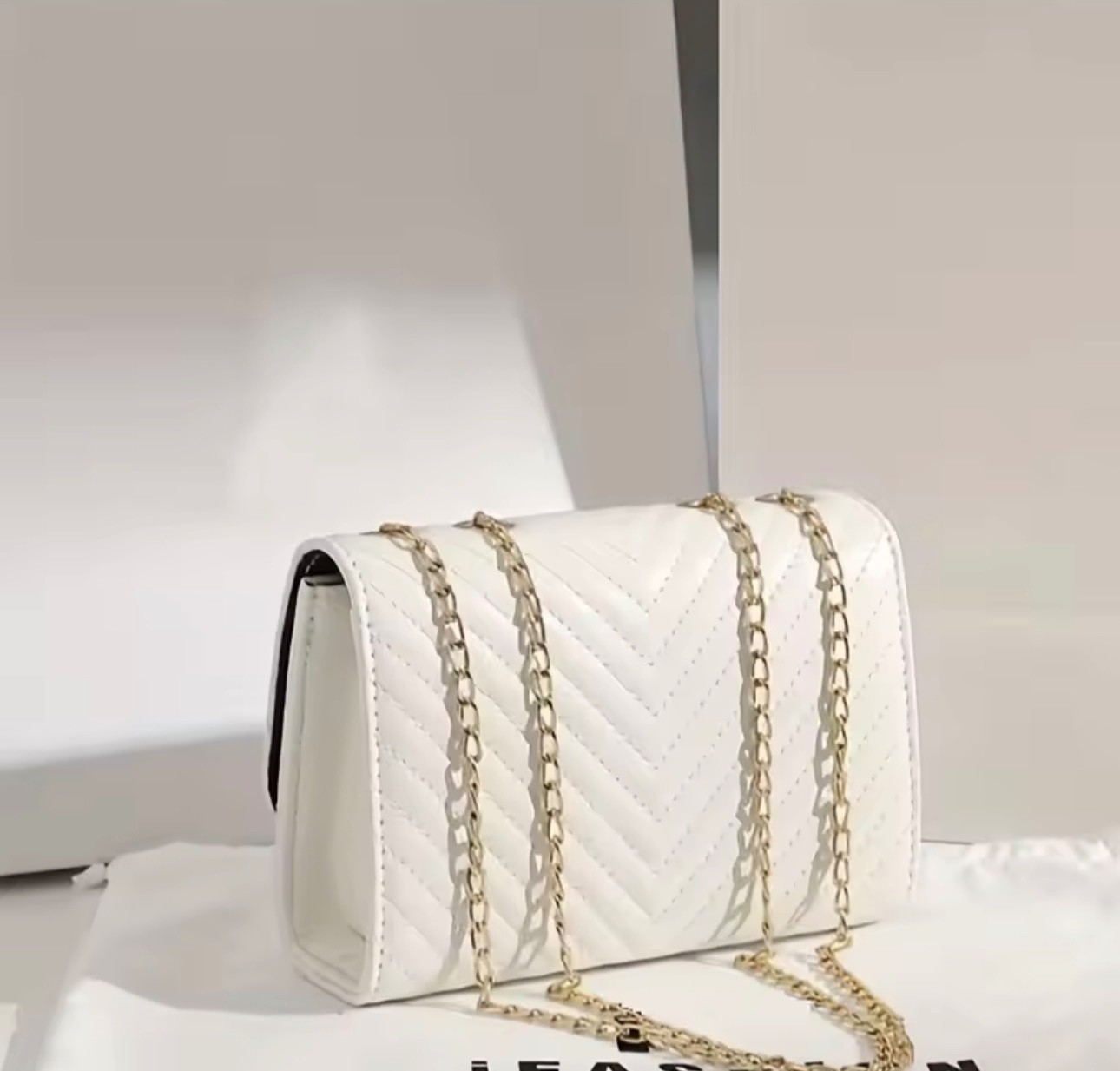 Women Chevron Quilted Chain Crossbody Bag V Logo Tassel Shoulder Flap Handbag