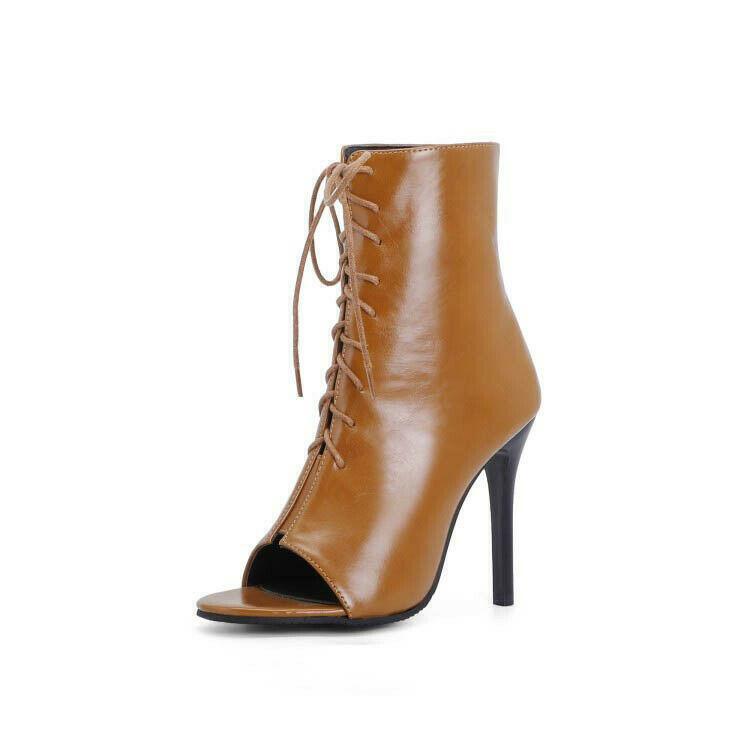 Womens Peep Toe High Heels Sandals Lace Up Roman Casual Dress Prom Ankle Boots
