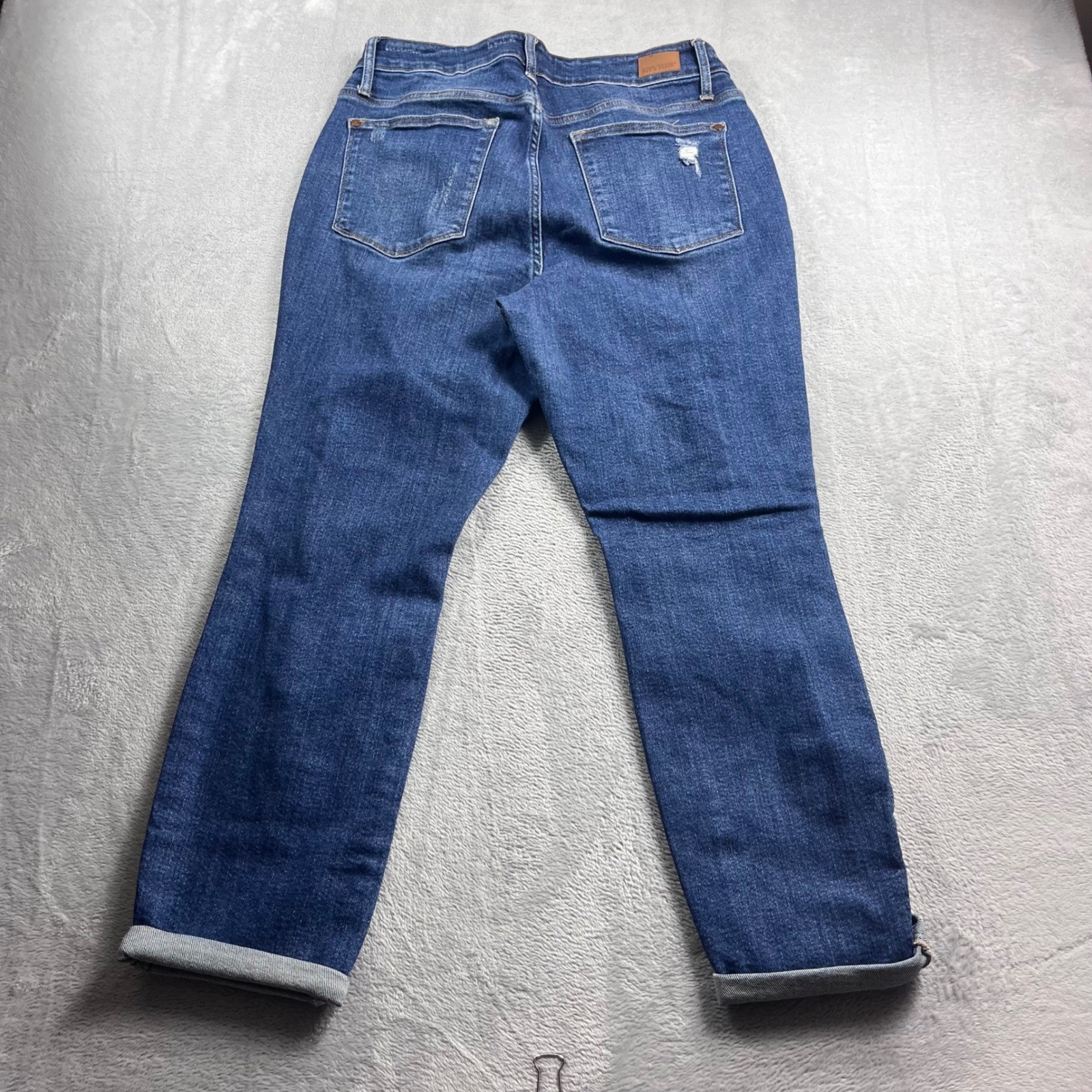 Judy Blue Distressed Boyfriend Jeans Medium Wash High Rise Ripped 14W JB88220
