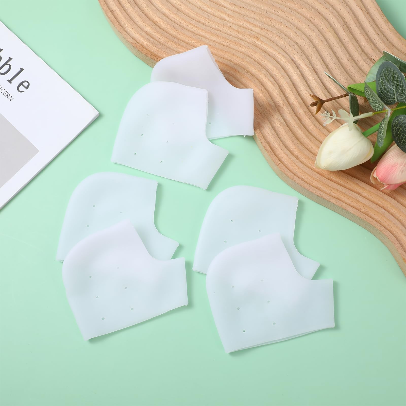 TIESOME 4 Pairs Silicone Gel Heel Protectors, White Soft Breathable