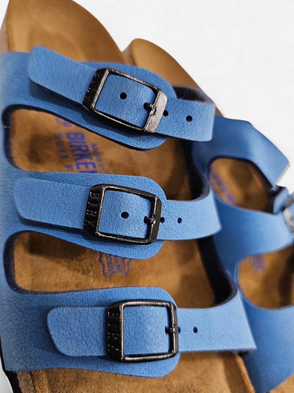 BIRKENSTOCK Florida Unisex Blue Leather 3 Straps Sandals 40/Women 9-9.5M