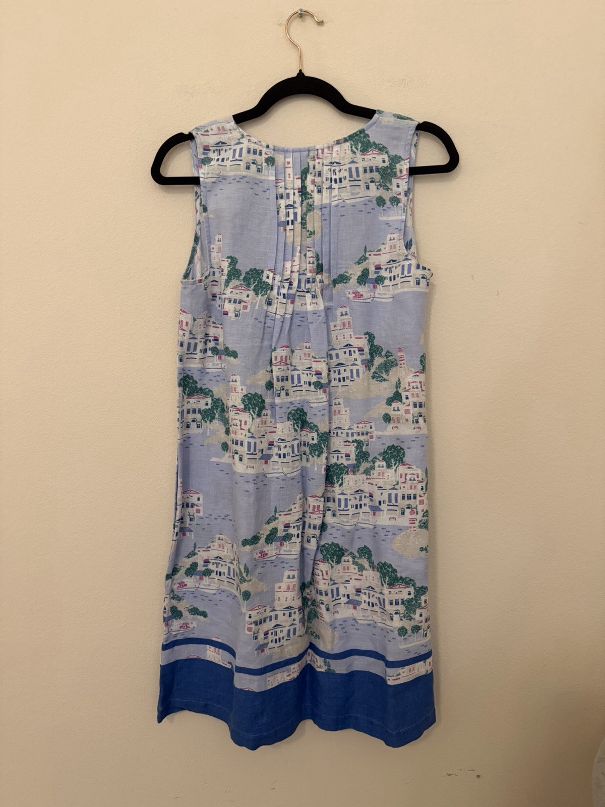 J. Jill Love Linen Blue Mediterranean Print Dress XS Vacation Resortwear