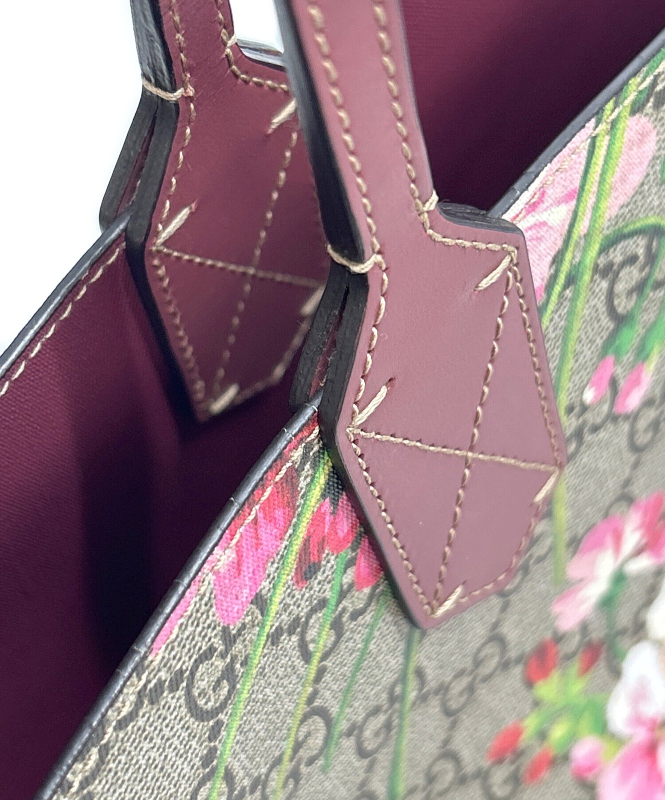 Gucci GG Blooms Reversible Tote Bag Beige Red Women’s Pre-owned Italy 372613