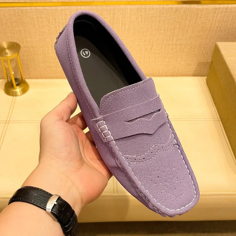 Men Casual Shoes Suede Lazy Slip-on Driving Flat Boat Shoes Loafers Moccasins