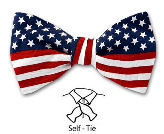 Men’s Self Tie Bow Tie USA Flag Stars and Stripes