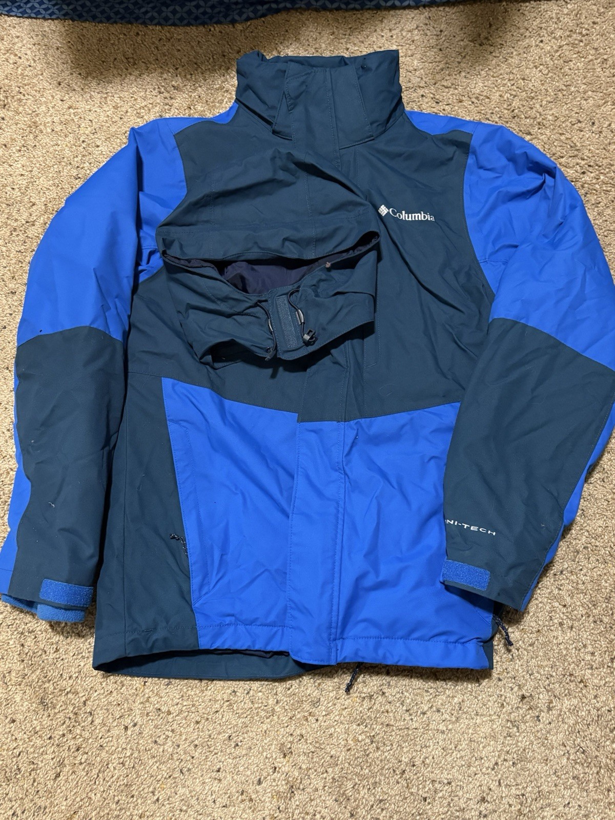 Columbia Omni-Tech Men’s Colorblock Hooded Zip Jacket Blue/Navy Size S