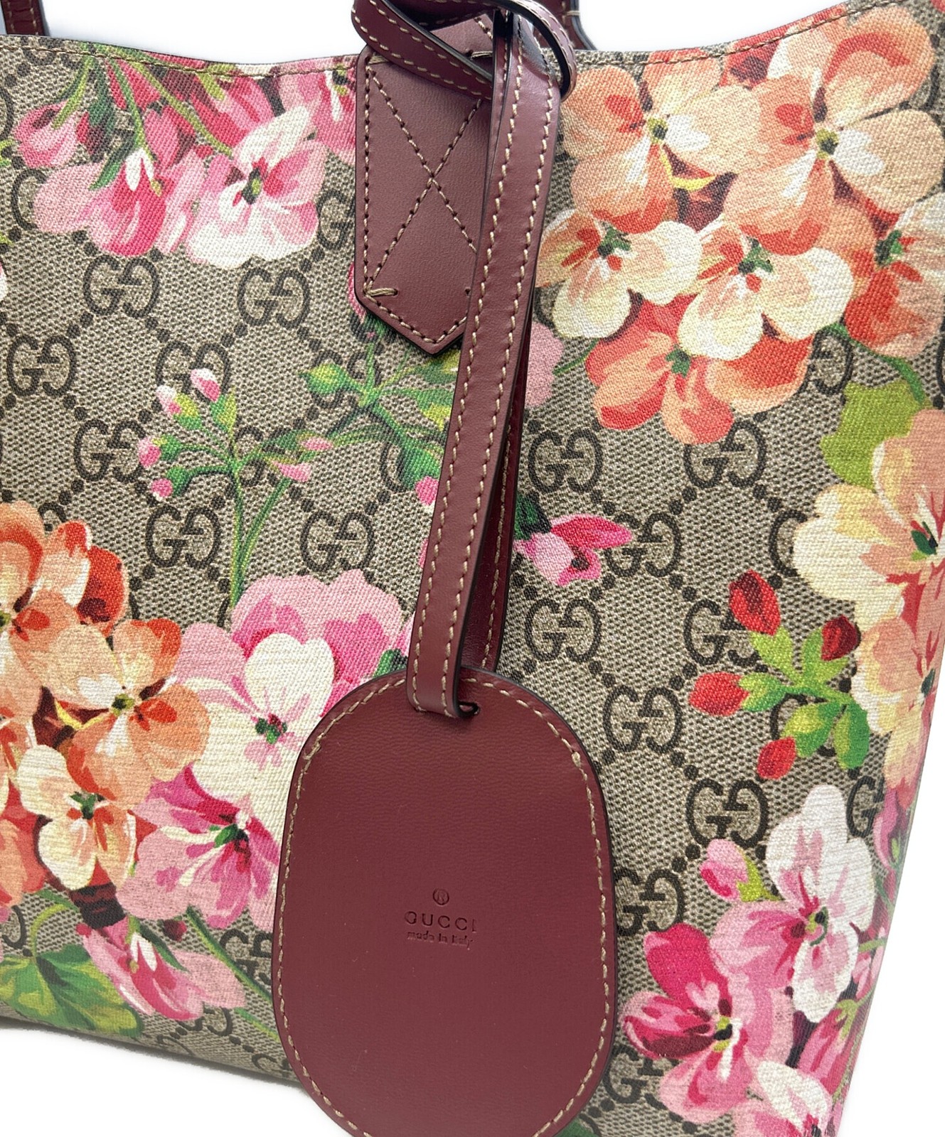 Gucci GG Blooms Reversible Tote Bag Beige Red Women’s Pre-owned Italy 372613