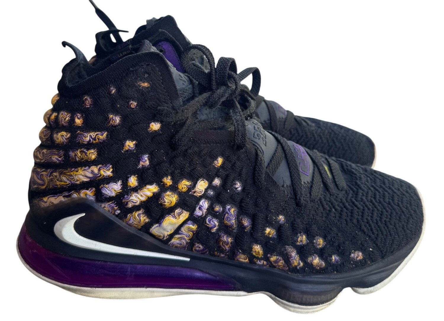 Authentic Nike Mens Lebron 17 Lakers Black Purple Sneakers Shoes Size 9.5