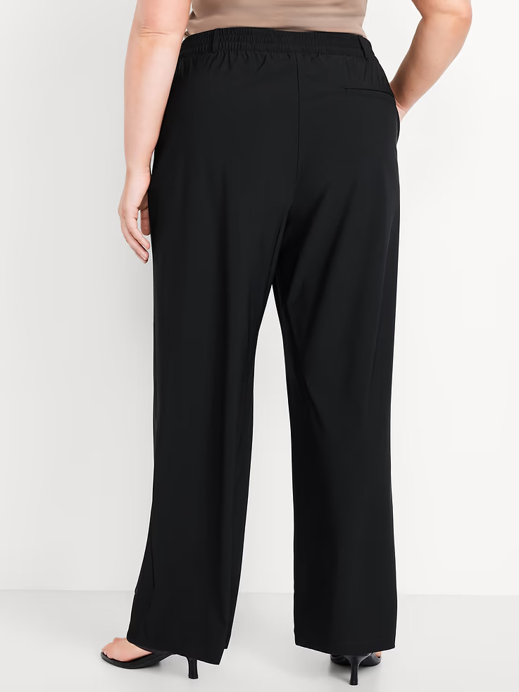 NWT Old Navy Sleek Tech BLACK High Rise Wide Leg Trouser Pants Women’s XXL