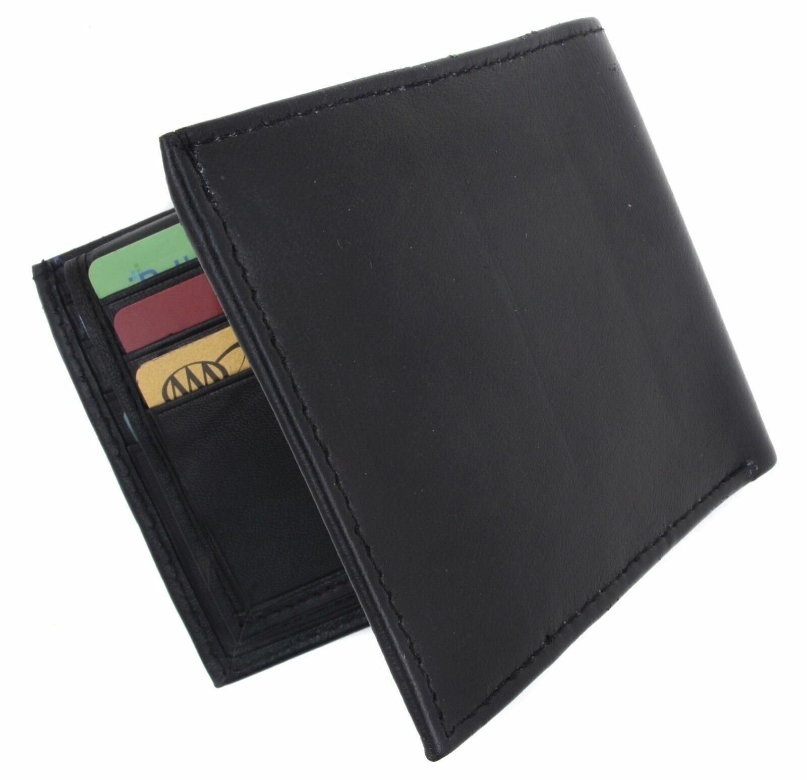 Mens Bifold Genuine Leather Wallet Secure Multi Pocket Zipper Coins Billfold