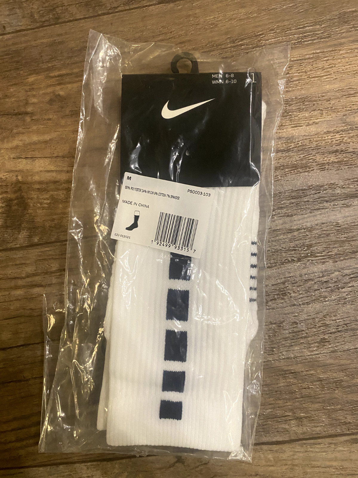 Nike NCAA Authentics Player Team Issued Socks White/Navy Quick Elite M L USA