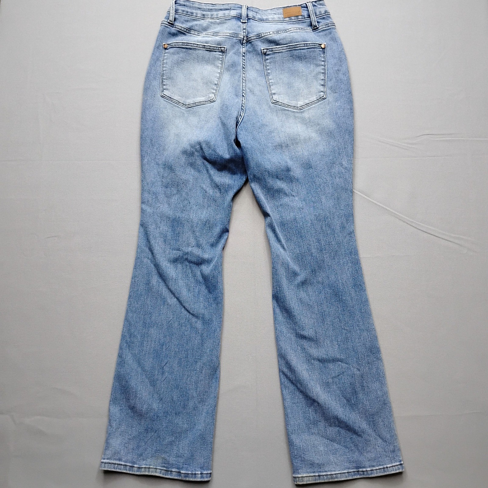 Judy Blue 14W Bootcut Jeans Distressed Plaid Patch Medium Wash JB88696 Womens