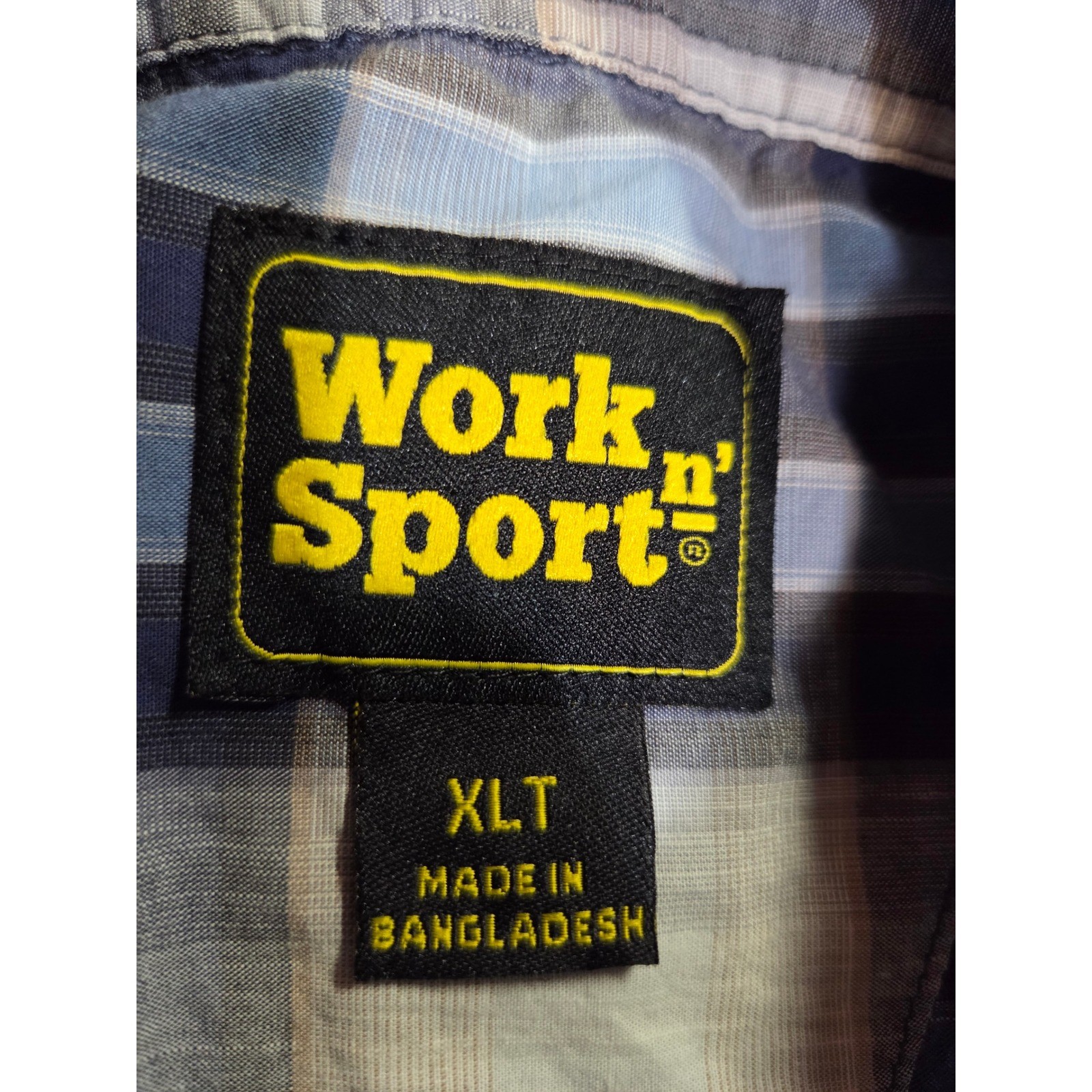 Work Sports Plaid Button Down Shirt Men’s XL Tall Short Sleeve Casual Chores