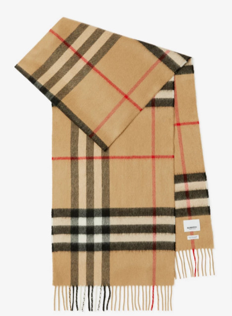 BURBERRY 8076576 CHECK CASHMERE SCARF ARCHIVE BEIGE